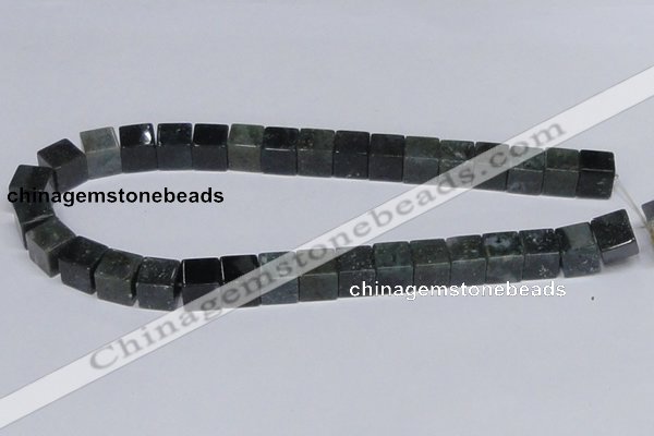 CAB399 15.5 inches 12*12mm cube moss agate gemstone beads wholesale
