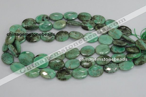 CAB40 15.5 inches 15*20mm faceted oval green grass agate beads