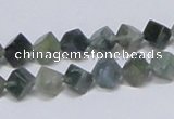 CAB400 15.5 inches 6*6mm inclined cube moss agate gemstone beads