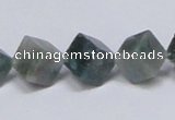 CAB401 15.5 inches 10*10mm inclined cube moss agate gemstone beads