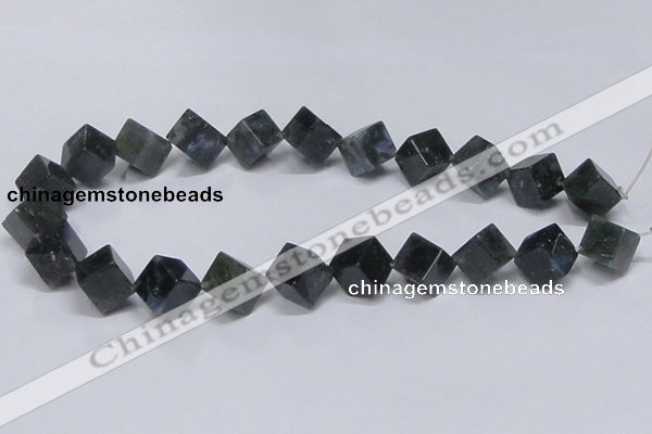 CAB402 15.5 inches 12*12mm inclined cube moss agate gemstone beads