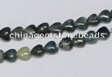 CAB403 15.5 inches 6*6mm heart moss agate gemstone beads wholesale