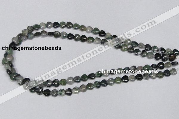 CAB404 15.5 inches 8*8mm heart moss agate gemstone beads wholesale