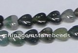 CAB405 15.5 inches 10*10mm heart moss agate gemstone beads wholesale