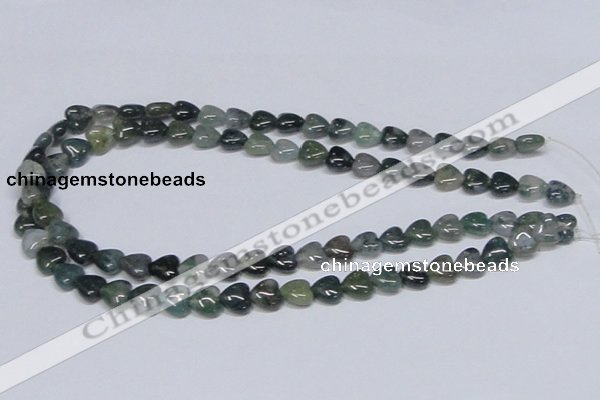 CAB405 15.5 inches 10*10mm heart moss agate gemstone beads wholesale