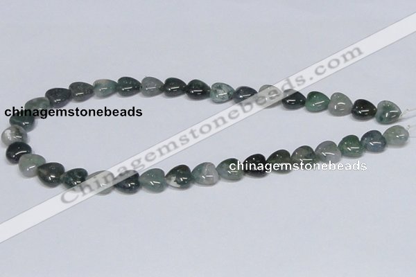 CAB406 15.5 inches 12*12mm heart moss agate gemstone beads wholesale