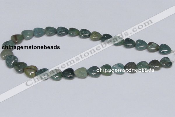 CAB407 15.5 inches 14*14mm heart moss agate gemstone beads wholesale