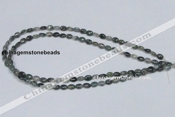 CAB408 15.5 inches 6*8mm oval moss agate gemstone beads wholesale