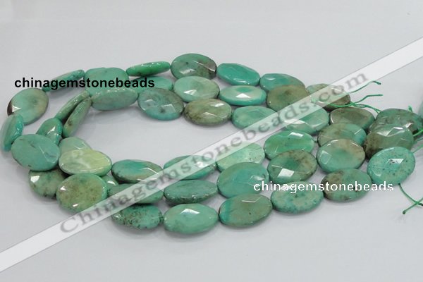 CAB41 15.5 inches 18*25mm faceted oval green grass agate beads