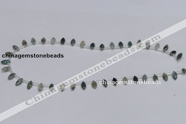 CAB411 15.5 inches 5*10mm horse eye moss agate gemstone beads