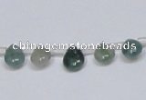 CAB414 15.5 inches 7*9mm flat teardrop moss agate gemstone beads