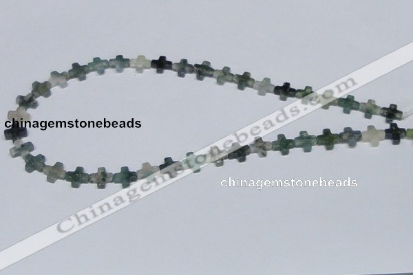 CAB415 15.5 inches 10*10mm cross moss agate gemstone beads