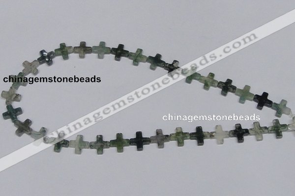 CAB416 15.5 inches 12*12mm cross moss agate gemstone beads