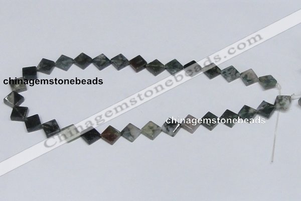 CAB417 15.5 inches 10*10mm diamond moss agate gemstone beads