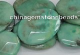 CAB42 15.5 inches 22*30mm faceted oval green grass agate beads