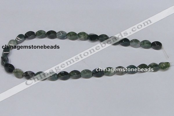 CAB420 15.5 inches 8*12mm twisted rice moss agate gemstone beads