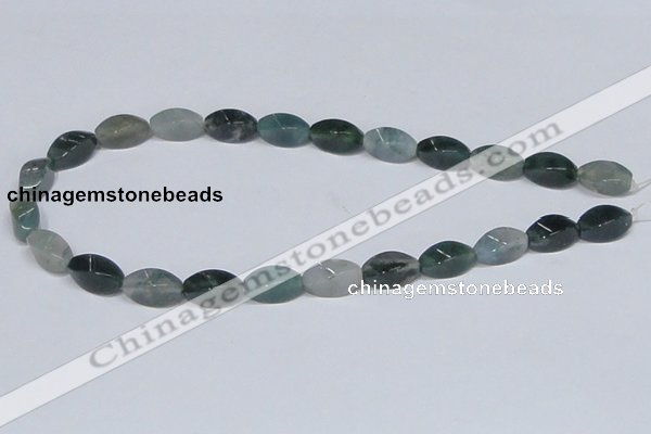 CAB421 15.5 inches 8*16mm twisted rice moss agate gemstone beads