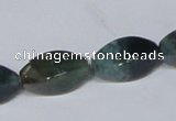 CAB422 15.5 inches 10*20mm twisted rice moss agate gemstone beads