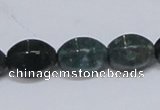 CAB423 15.5 inches 10*14mm faceted rice moss agate gemstone beads