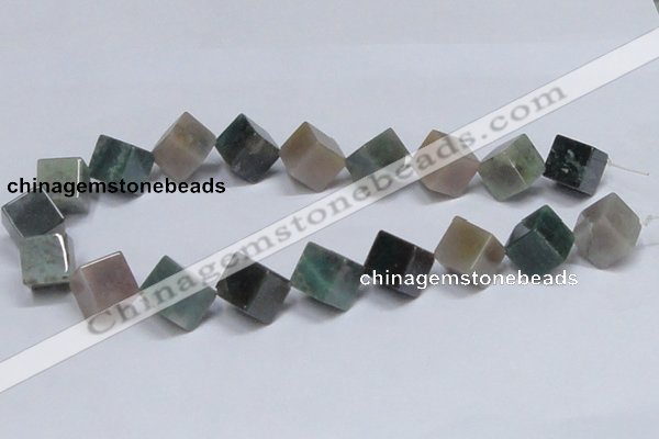 CAB443 15.5 inches 14*14mm inclined cube indian agate gemstone beads