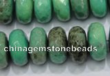 CAB45 15.5 inches 10*18mm faceted rondelle green grass agate beads