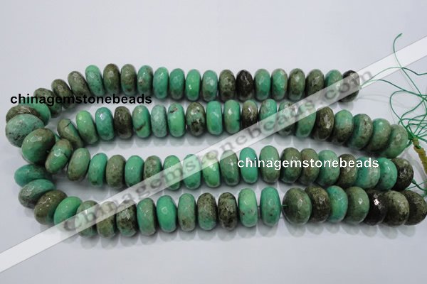 CAB45 15.5 inches 10*18mm faceted rondelle green grass agate beads