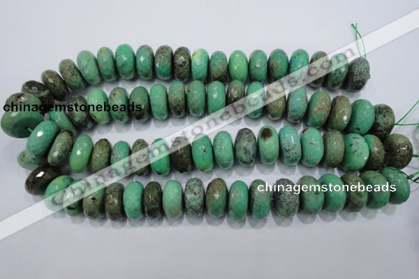 CAB46 15.5 inches 11*20mm faceted rondelle green grass agate beads