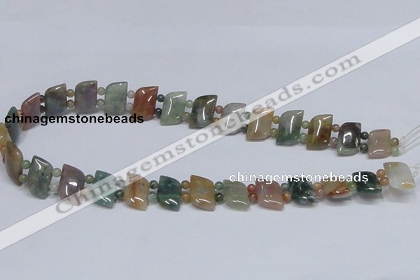 CAB468 15.5 inches horse eye & round double-drilled indian agate beads