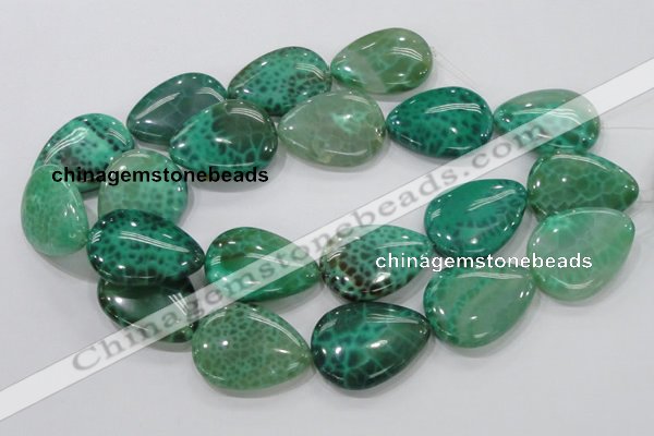 CAB56 15.5 inches 30*40mm flat teardrop peafowl agate gemstone beads