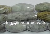 CAB567 15.5 inches 15*28mm faceted rice silver needle agate beads