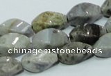 CAB569 15.5 inches 8*16mm twisted rice silver needle agate gemstone beads