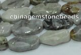 CAB573 15.5 inches 10*20mm wavy oval silver needle agate gemstone beads