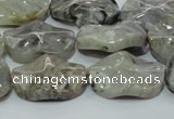 CAB574 15.5 inches 18*25mm wavy oval silver needle agate gemstone beads