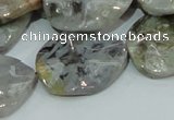 CAB575 15.5 inches 23*30mm wavy oval silver needle agate gemstone beads