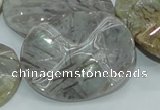 CAB576 15.5 inches 30*40mm wavy oval silver needle agate gemstone beads