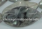 CAB577 15.5 inches 25*50mm wavy marquise silver needle agate beads