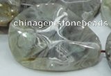 CAB578 15.5 inches 40*50mm wavy teardrop silver needle agate beads