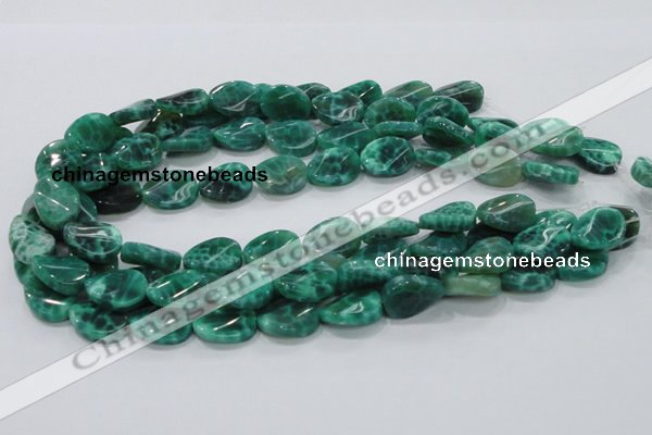 CAB58 15.5 inches 14*18mm twisted oval peafowl agate gemstone beads