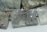 CAB582 15.5 inches 22*30mm wavy rectangle silver needle agate beads