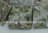 CAB586 15.5 inches 30*30mm wavy square silver needle agate beads