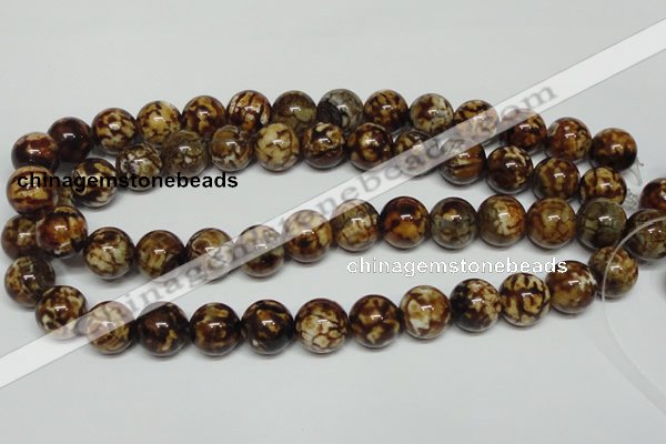 CAB612 15.5 inches 14mm round leopard skin agate beads wholesale