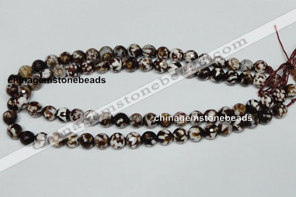 CAB616 15.5 inches 10mm faceted round leopard skin agate beads wholesale