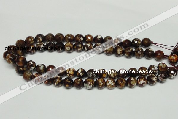 CAB617 15.5 inches 12mm faceted round leopard skin agate beads wholesale