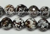 CAB618 15.5 inches 14mm faceted round leopard skin agate beads wholesale