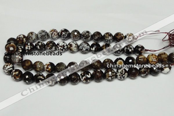 CAB618 15.5 inches 14mm faceted round leopard skin agate beads wholesale