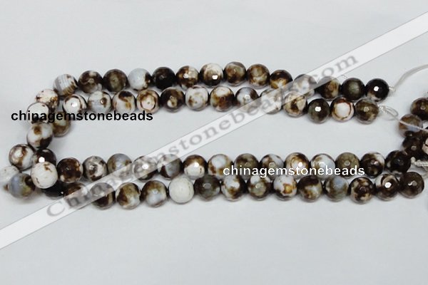 CAB620 15.5 inches 12mm faceted round leopard skin agate beads wholesale