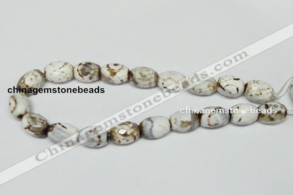 CAB624 15.5 inches 14*20mm faceted egg-shaped leopard skin agate beads