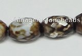 CAB625 15.5 inches 14*20mm faceted egg-shaped leopard skin agate beads