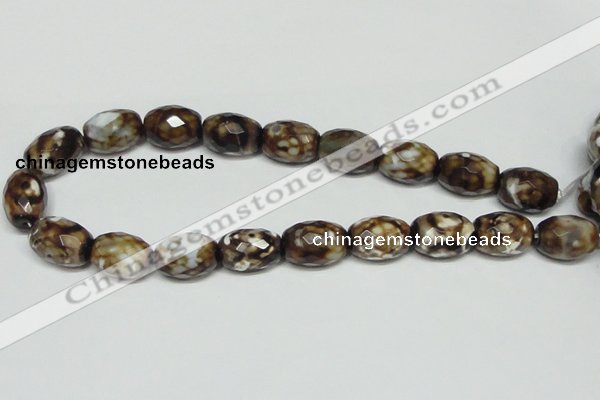 CAB625 15.5 inches 14*20mm faceted egg-shaped leopard skin agate beads