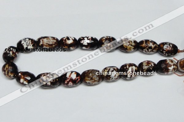 CAB626 15.5 inches 16*22mm faceted egg-shaped leopard skin agate beads